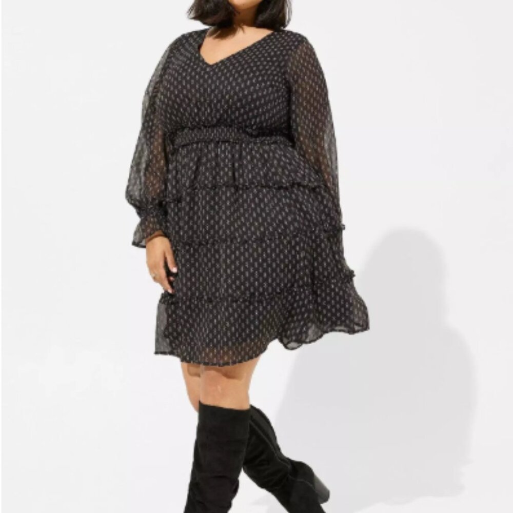 Torrid Mini Lurex Chiffon Tiered Dress